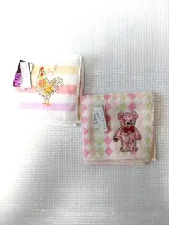 値下げしました！ リバティ動物刺繍タオルハンカチ 2枚セット