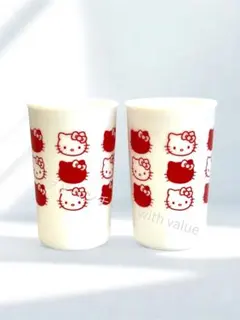 ハローキティ グラス 白ガラス コップ 2個セット サンリオ レトロ