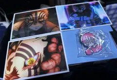 鬼滅の刃 場面写ブロマイドくじ ＆ばんちょうこうヘアクリップ猗窩座セット