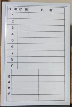 野球メンバー表ホワイトボード Mサイズのサムネイル