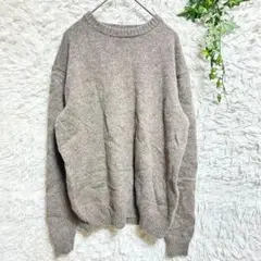 良品計画【L】ウール100%長袖ニット セーター 無印 MUJI ベージュ 古着