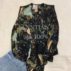 ANNNTIAN アンティアン　シルク100% ノースリーブトップス　前結び