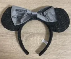 ディズニー ミニー 黒カチューシャ リボン付き ツイード