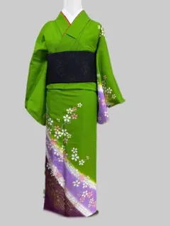 美品　洗える着物　付け下げ　単衣　リサイクル　 身丈158cm 裄65cmのサムネイル