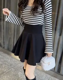 ♡美品♡インパン裏地付きコルセット風フレアミニスカート[gm728]