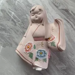 陶器製 日本人形 (博多人形)花模様