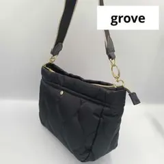 【美品】grove グローブ キルティング 2WAY ショルダーバッグブラック
