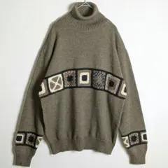 TAKEO KIKUCHI ニット モチーフ レトロ感 ブラウン タートルのサムネイル