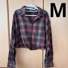 GU フランネルショートシャツ Mサイズ ダークブラウン