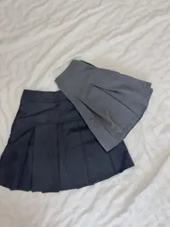 ブラック・グレー プリーツミニスカートセット