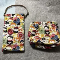 犬のイラストポーチ2点セット