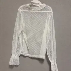 GU シースルー ドット トップス ホワイト