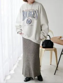 ディスコート リブニットロングスカート チャコールグレー