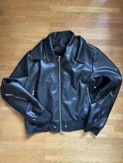 美品　フェイクレザージャケット ブラック