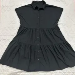 GU 黒　ティアード シャツワンピース ブラック 半袖　サイズS