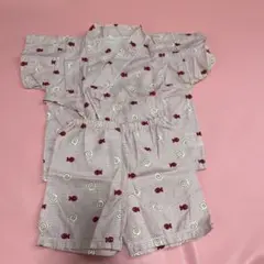 日本製　赤い魚柄 甚平 80cm 綿100%