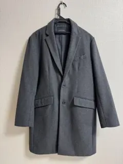 チェスターコート ウール混紡 グレー