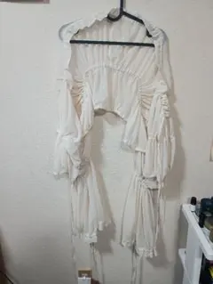 【NICE CLAUP】フリル長袖ブラウス アイボリー