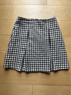 アンタイトル UNTITLED  プリーツスカートひざ丈 千鳥格子 白×黒