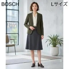 BOSCH ボッシュ テーラードジャケット カーキ系 40 日本製 通勤 Lのサムネイル