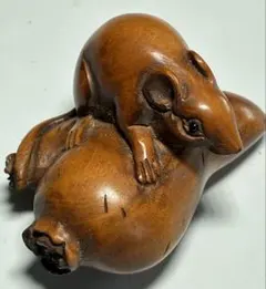 美品】ネズミ 鼠 根付 木彫 置物 工芸品 美術品 骨董 光玉 在銘 - メルカリ