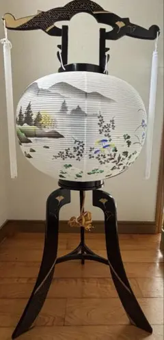 美品・動作確認済】高級回転燈籠 2客セット 盆提灯 花柄 牡丹 行灯 箱 