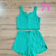 SHEIN グリーン トップスとショーツセット 7Y