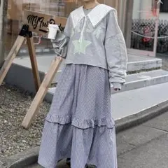 wcloset チェックティアードキャミワンピース