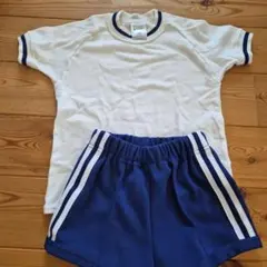 体操服セット 白と紺 Tシャツ120cmとショートパンツ130cm
