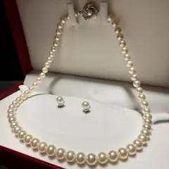 ワタナベ宝飾 ロング パールネックレス SILVER刻印 約7mm 冠婚葬祭 