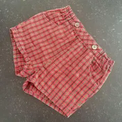 familiar 赤と緑のチェック柄ショートパンツ