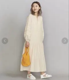 ビューティーアンドユース ピンタックギャザー ワンピース -ウォッシャブル