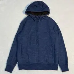 ユニクロ/裏起毛パーカー/フード付き/デニム風デザイン/ジップ/洗える/ボア/S