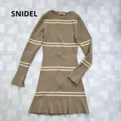 SNIDEL スナイデル ボーダーニットミニワンピース リボンタイト