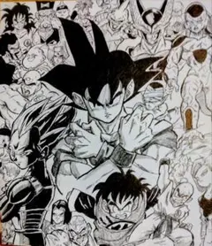 ドラゴンボールモノクロイラスト