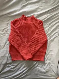 && GU チャンキーニットハイネックセーター(長袖) L レッド