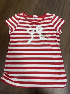 k*a様 美品　ミキハウス 赤白ストライプ Tシャツ 130cm