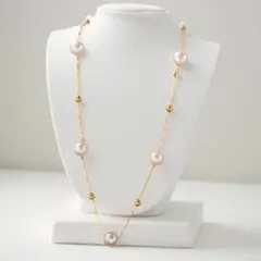 【新品】パールステーションネックレス サージカルステンレス ゴールド