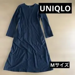 UNIQLOユニクロブラック 長袖 ひざ丈ワンピース S