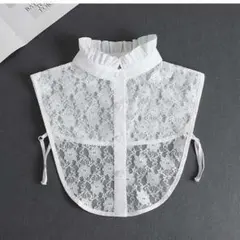 つけ襟 スタンドカラー レース フリル 白 上品 重ね着 フェイクカラー