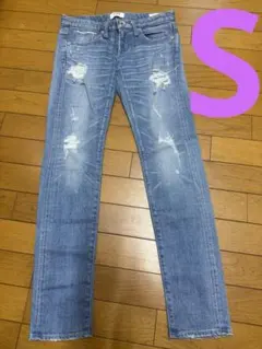 GYDA デニムパンツ ダメージ加工 ライトブルー