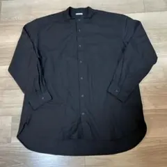 GU バンドカラーリラックスシャツ　L 黒　ブラック