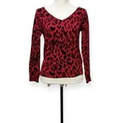 【美品】WORLD WIDE LOVE! ニット トップス 豹柄 赤 レオパード