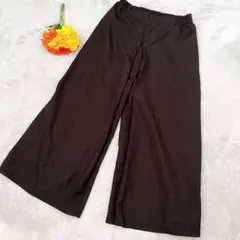 【THE SHOP TK】ワイドパンツ M 黒 ウエストゴム ポケット付ゆったり