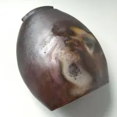 備前焼 窯変 花器 薄型 壺 工芸品 フラワーベース 池坊 草月 自由花 作家物