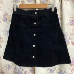 【美品】WEGO コーデュロイ前ボタンミニスカート ブラック 黒 Sサイズ