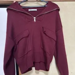 ZARA バーガンディ ニット