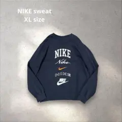 NIKE スウェット　刺繍ロゴ　プリント　ブラック　古着　ヴィンテージ