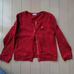 mikihouse赤色バレリーナ刺繍カーディガン120