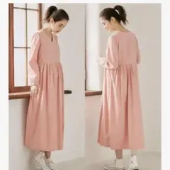 ANGELIEBE ピンク ロングワンピース　マタニティ・授乳